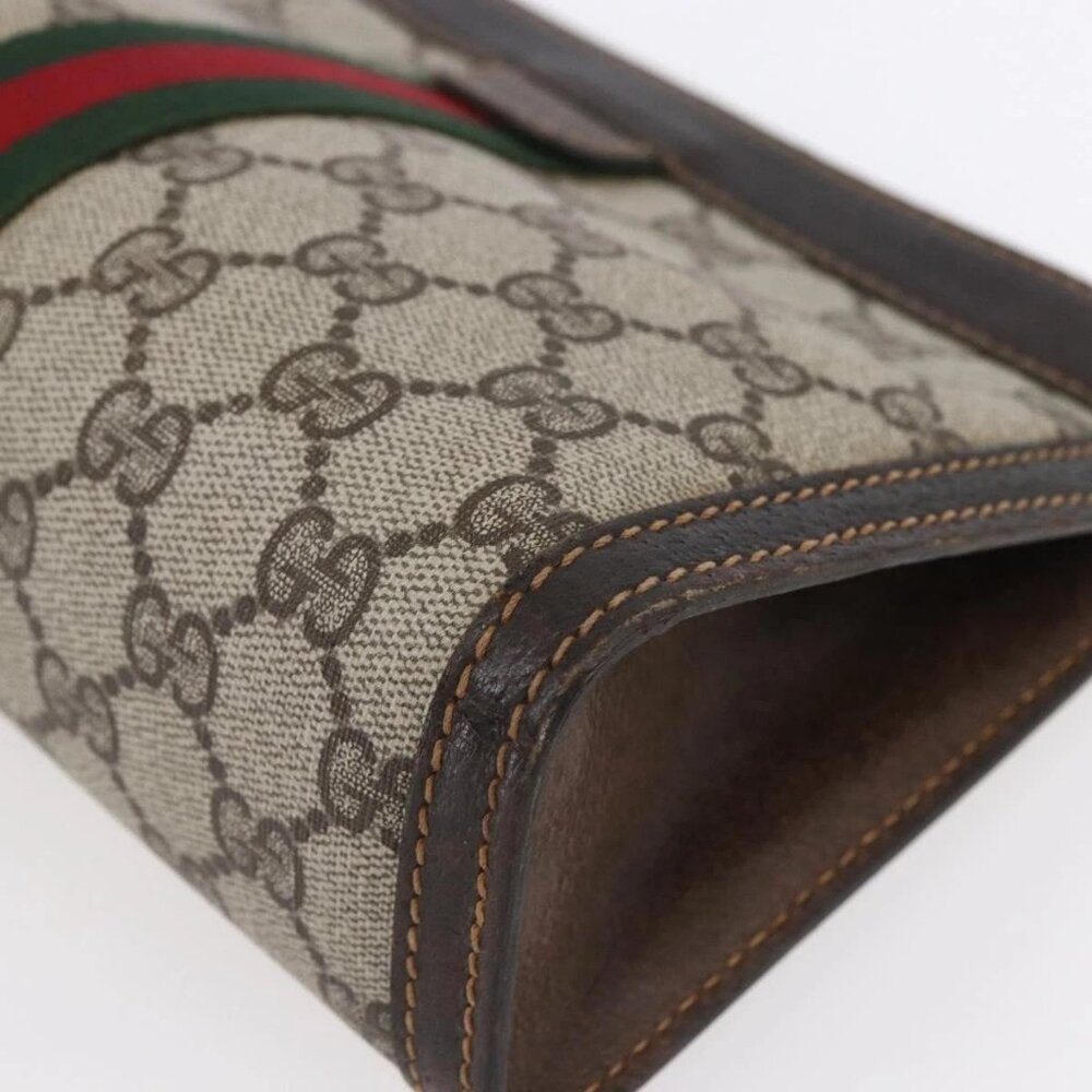 GUCCI GG Supreme Web Sherry Line Bag PVC Beige Gold 41 014 2125 23 Auth BA7795 - Picture 5 of 16